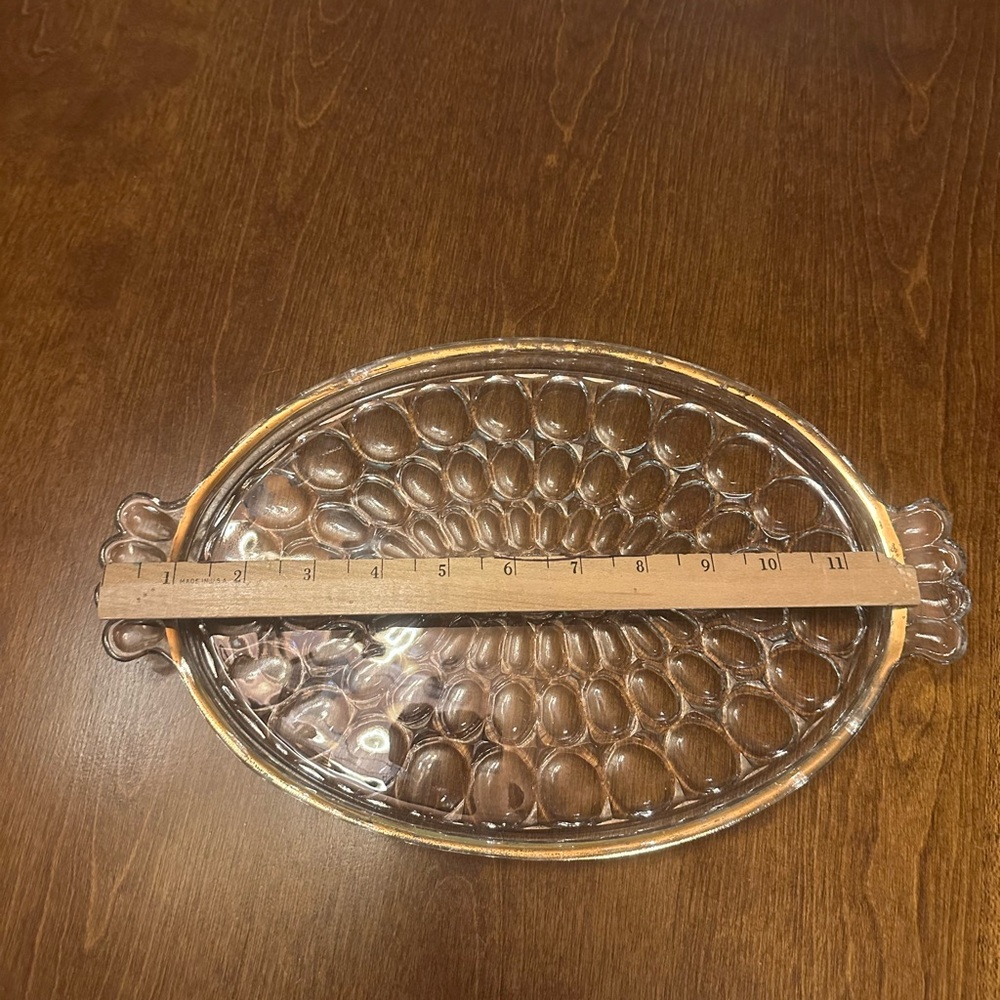 Vintage Jeanette Glass Thumbprint Oval Tray